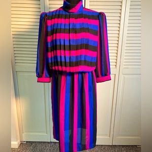 1980s cinch waist dress funky af